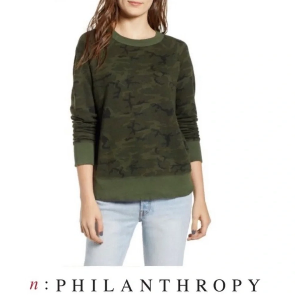 n:Philanthropy Knox Crewneck Sweatshirt in Moss (army green) Size Small - Picture 3 of 4